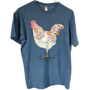 Country Chick‎ Collection Tee Shirt Dazzle Up Chicken Blue Womens Medium SEE